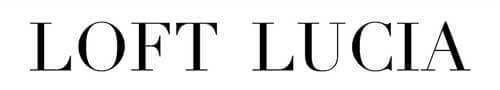 Logo of loft lucia with stylized black text on a white background.