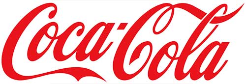 The iconic red and white logo of coca-cola.
