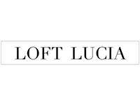 Logo of "loft lucia" with a minimalistic black font on a white background.
